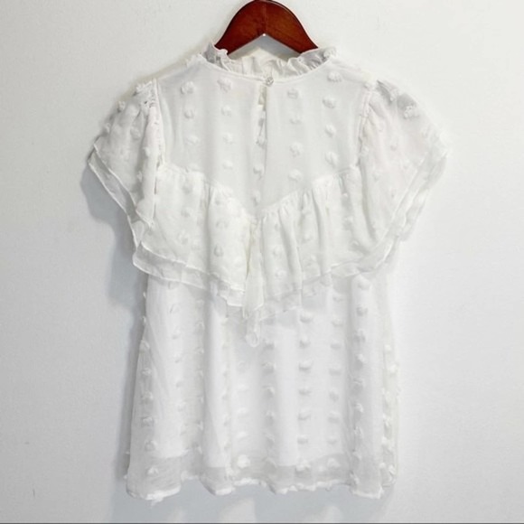 ROOLEE NWT White Ruffle Polka Dot Cap Sleeve Blouse Shirt M - Picture 4 of 11